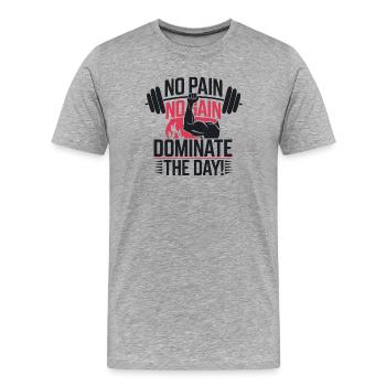 Gym Wear Pumpcover Motivation Zitat Hoodie T-Shirt - Männer Premium Bio T-Shirt - Grau meliert - Vorne - Damien (186cm)
