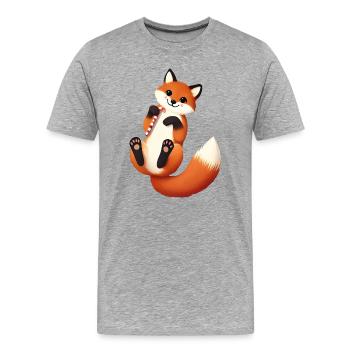 Renard espiègle avec une canne à sucre pour Noël - T-shirt bio Premium Homme - gris chiné - Devant - Damien (186cm)