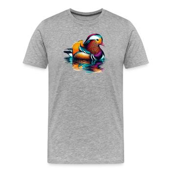Canard mandarin - T-shirt bio Premium Homme - gris chiné - Devant - Damien (186cm)