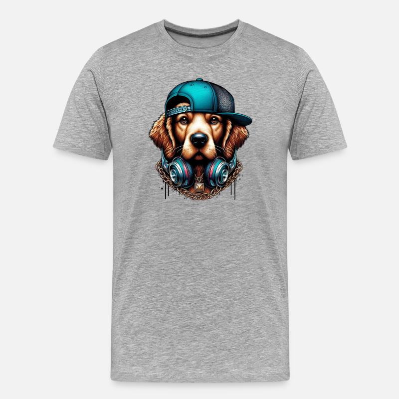 Hund - Männer Premium Bio T-Shirt - Grau meliert