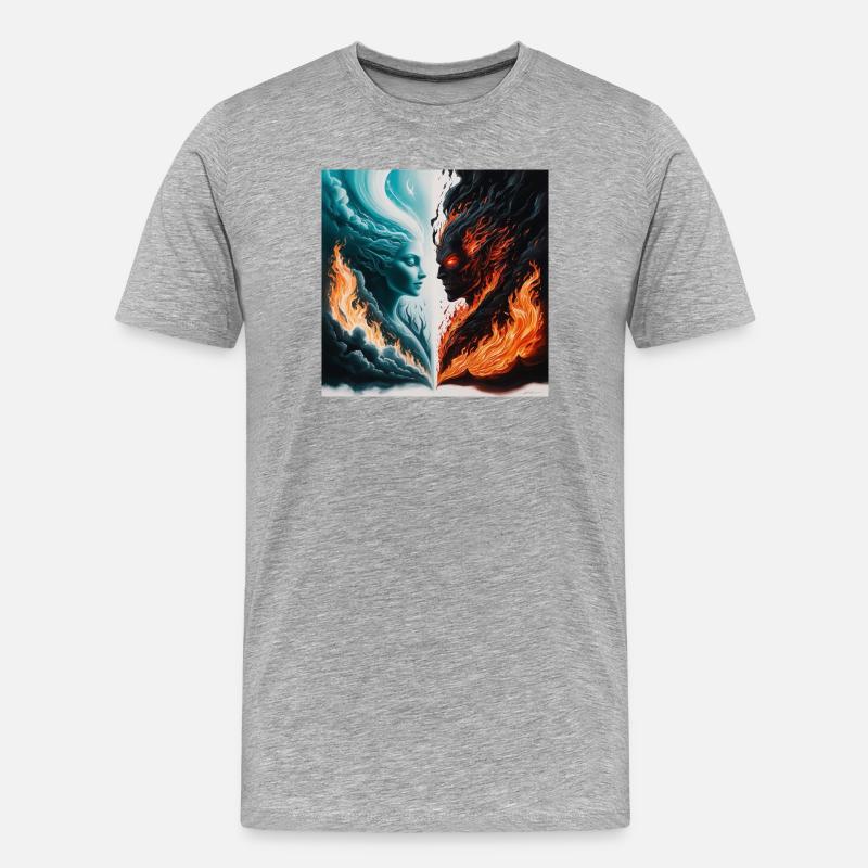 Dualer Feuer- und Wassergeist - Männer Premium Bio T-Shirt - Grau meliert