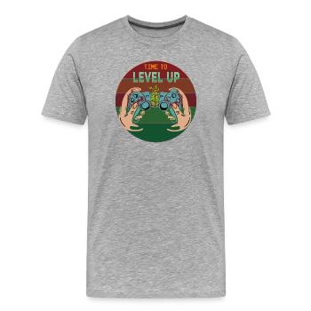 Zeit, die oberste Ebene zu erreichen - Männer Premium Bio T-Shirt - Grau meliert - Vorne - Damien (186cm)
