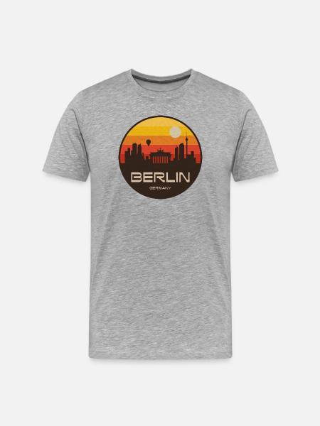 Berlin Skyline Retro Sunset - Men's Premium Organic T-Shirt - heather grey