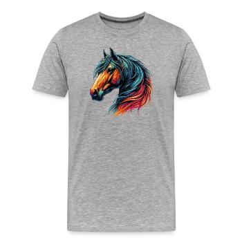 Cheval - T-shirt bio Premium Homme - gris chiné - Devant - Damien (186cm)