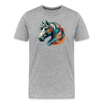 Cheval - T-shirt bio Premium Homme - gris chiné - Devant - Damien (186cm)