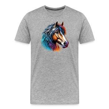 Cheval - T-shirt bio Premium Homme - gris chiné - Devant - Damien (186cm)