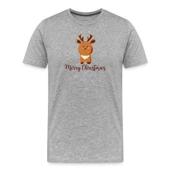 Renne pour Noël - Joyeux Noël - T-shirt bio Premium Homme - gris chiné - Devant - Damien (186cm)