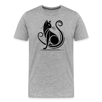 Modern Black Cat - Men's Premium Organic T-Shirt - heather grey - Front - Damien (186cm)