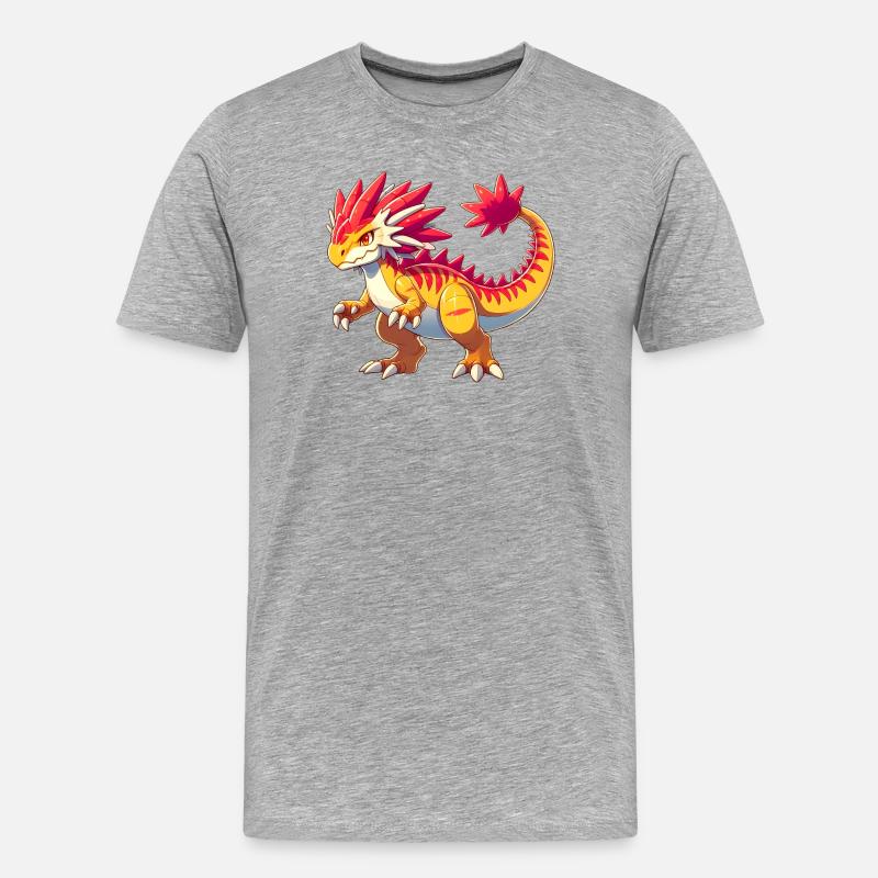Dinosaurier - Männer Premium Bio T-Shirt - Grau meliert