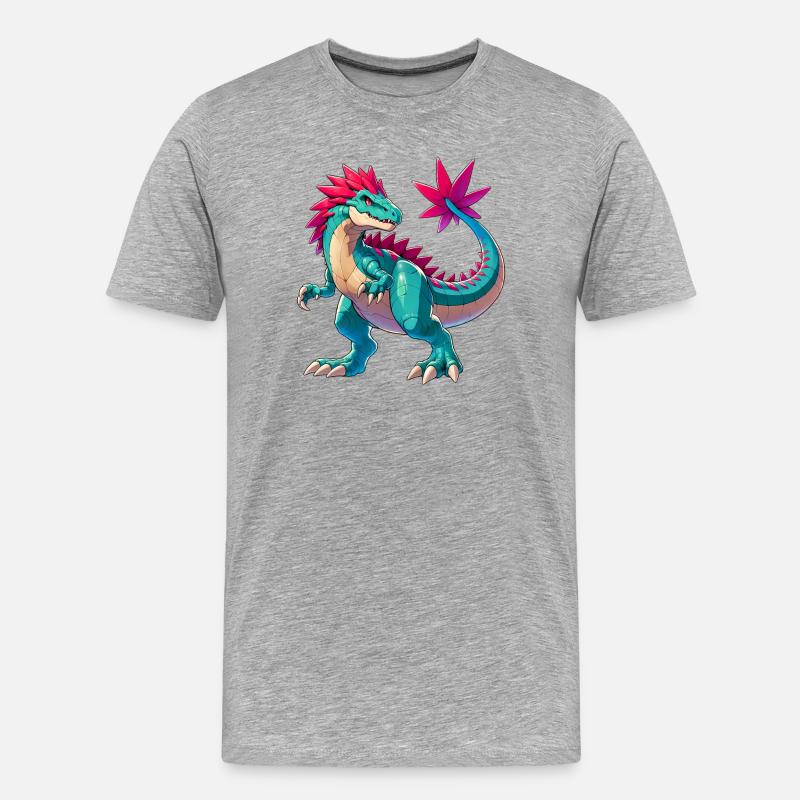 Dinosaurier - Männer Premium Bio T-Shirt - Grau meliert