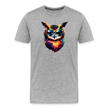 hibou coloré arc-en-ciel couleurs hibou hibou hibou hibou hibou hibou - T-shirt bio Premium Homme - gris chiné - Devant - Damien (186cm)