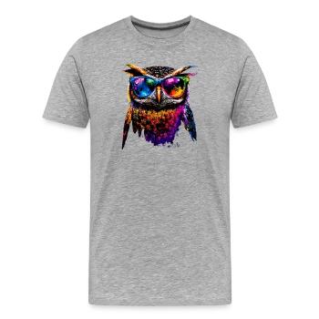hibou coloré arc-en-ciel couleurs hibou hibou hibou hibou hibou hibou - T-shirt bio Premium Homme - gris chiné - Devant - Damien (186cm)