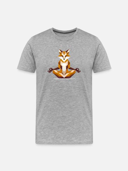 geometric fox in meditation - Men's Premium Organic T-Shirt - heather grey