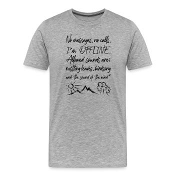 hors ligne nature graffiti temps mort forêt arbre montagne logo - T-shirt bio Premium Homme - gris chiné - Devant - Damien (186cm)