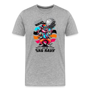 Funny Dance Sow - Men's Premium Organic T-Shirt - heather grey - Front - Damien (186cm)
