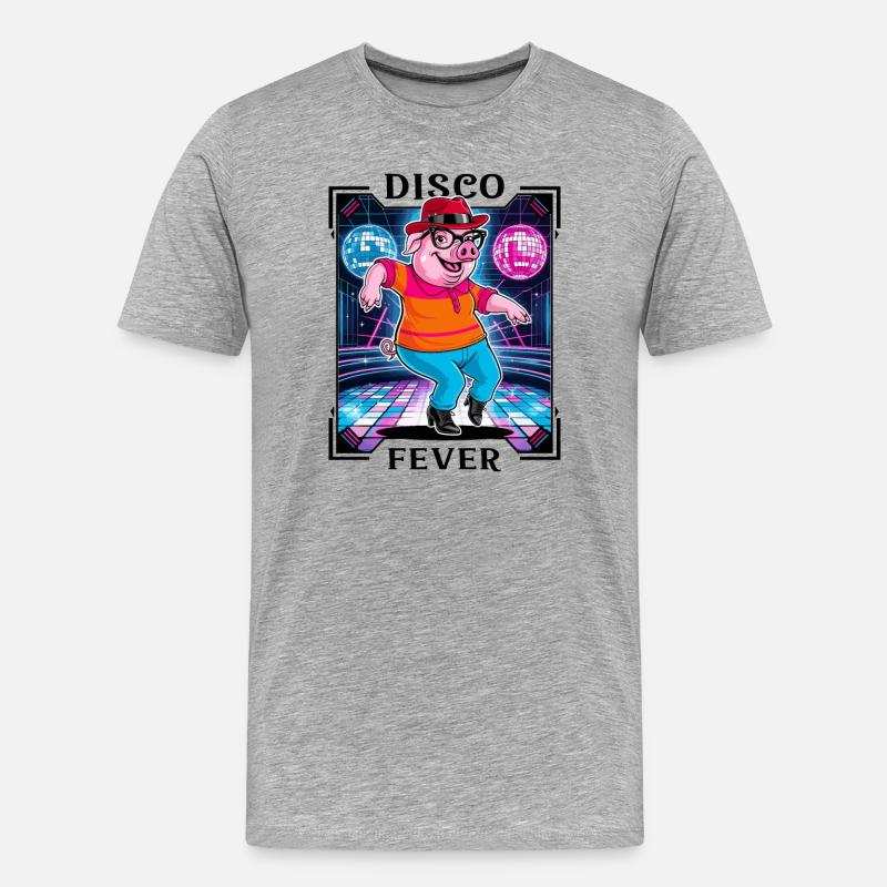 Cooles Disco Schwein - Männer Premium Bio T-Shirt - Grau meliert