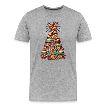 Arbre de Noël des fast-foods - T-shirt bio Premium Homme - gris chiné - Devant - Damien (186cm)