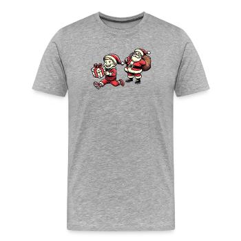 Freches Kind mit Weihnachtsmann - Retro Stil - Männer Premium Bio T-Shirt - Grau meliert - Vorne - Damien (186cm)
