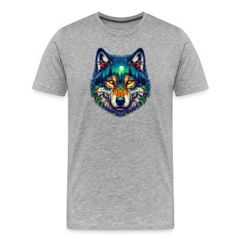 Wolf - Men's Premium Organic T-Shirt - heather grey - Front - Damien (186cm)