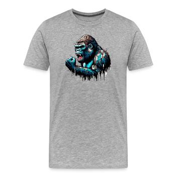 Gorilla - Männer Premium Bio T-Shirt - Grau meliert - Vorne - Damien (186cm)