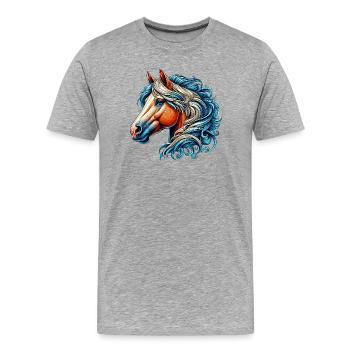 Horse - Men's Premium Organic T-Shirt - heather grey - Front - Damien (186cm)
