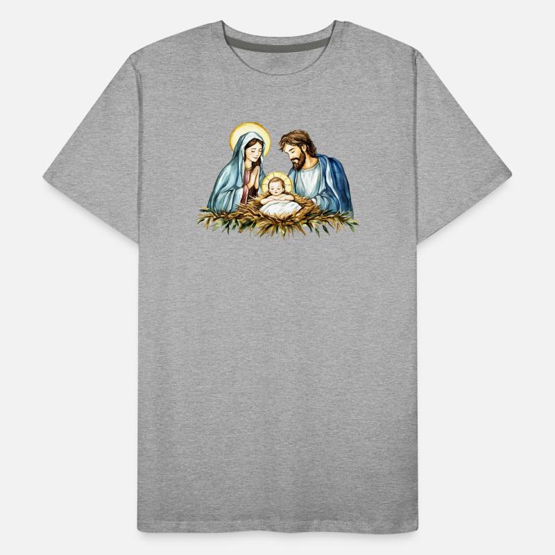 Weihnachtspullover Weihnachten an der Krippe Jesus Männer Premium Bio T-Shirt