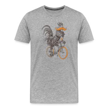 Coq & Bicycles - T-shirt bio Premium Homme - gris chiné - Devant - Damien (186cm)