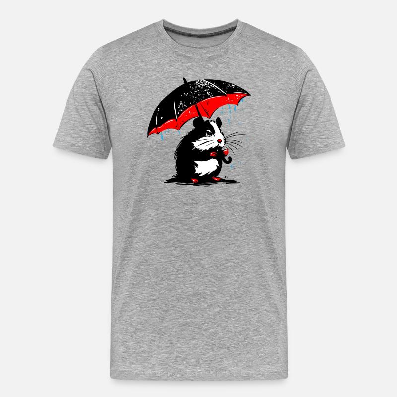 Hamster mit Regenschirm – Schmuddelwetter - Männer Premium Bio T-Shirt - Grau meliert
