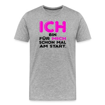 Eigenverantwortung Starten - Männer Premium Bio T-Shirt - Grau meliert - Vorne - Damien (186cm)