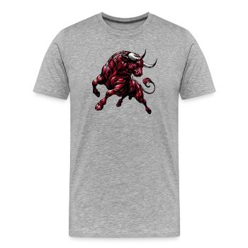 Stier - Männer Premium Bio T-Shirt - Grau meliert - Vorne - Damien (186cm)