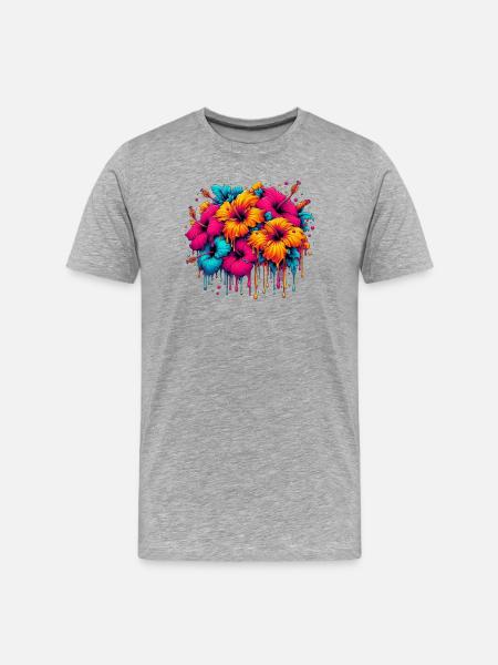 Hibiscus Flowers - Men's Premium Organic T-Shirt - heather grey