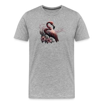 L’élégance tropicale, le flamenco au crépuscule. - T-shirt bio Premium Homme - gris chiné - Devant - Damien (186cm)