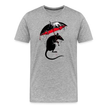 Rat with umbrella – bad weather - Men's Premium Organic T-Shirt - heather grey - Front - Damien (186cm)