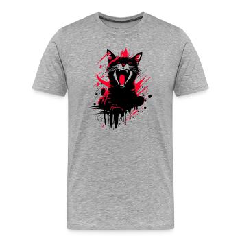 Katze Wildkatze Street Art - Männer Premium Bio T-Shirt - Grau meliert - Vorne - Damien (186cm)