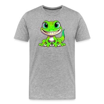 Gecko - T-shirt bio Premium Homme - gris chiné - Devant - Damien (186cm)