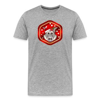 WEIHNACHTSGESCHENKE WILDSCHWEINE - Männer Premium Bio T-Shirt - Grau meliert - Vorne - Damien (186cm)