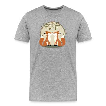 Renards amoureux s’embrassant sous le gui - T-shirt bio Premium Homme - gris chiné - Devant - Damien (186cm)
