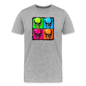 Colourful skulls - Men's Premium Organic T-Shirt - heather grey - Front - Damien (186cm)