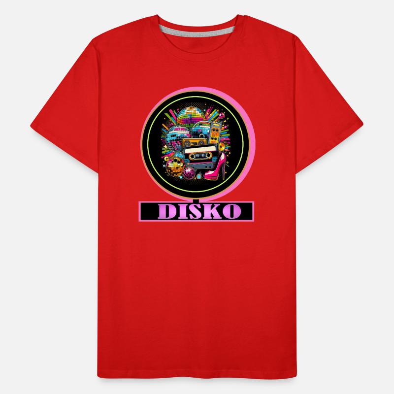Disco Retro Kassette Neon Glanz Männer Premium Bio T-Shirt