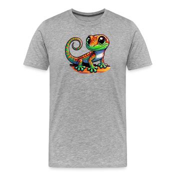 Gecko - T-shirt bio Premium Homme - gris chiné - Devant - Damien (186cm)