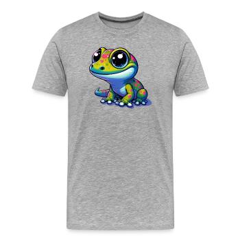 Gecko - Männer Premium Bio T-Shirt - Grau meliert - Vorne - Damien (186cm)