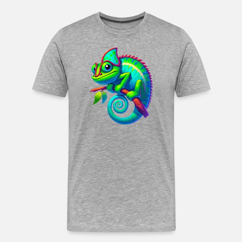 Chamäleon - Männer Premium Bio T-Shirt - Grau meliert