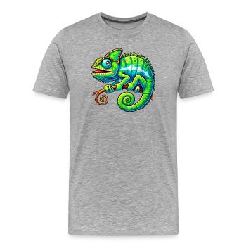 Caméléon - T-shirt bio Premium Homme - gris chiné - Devant - Damien (186cm)