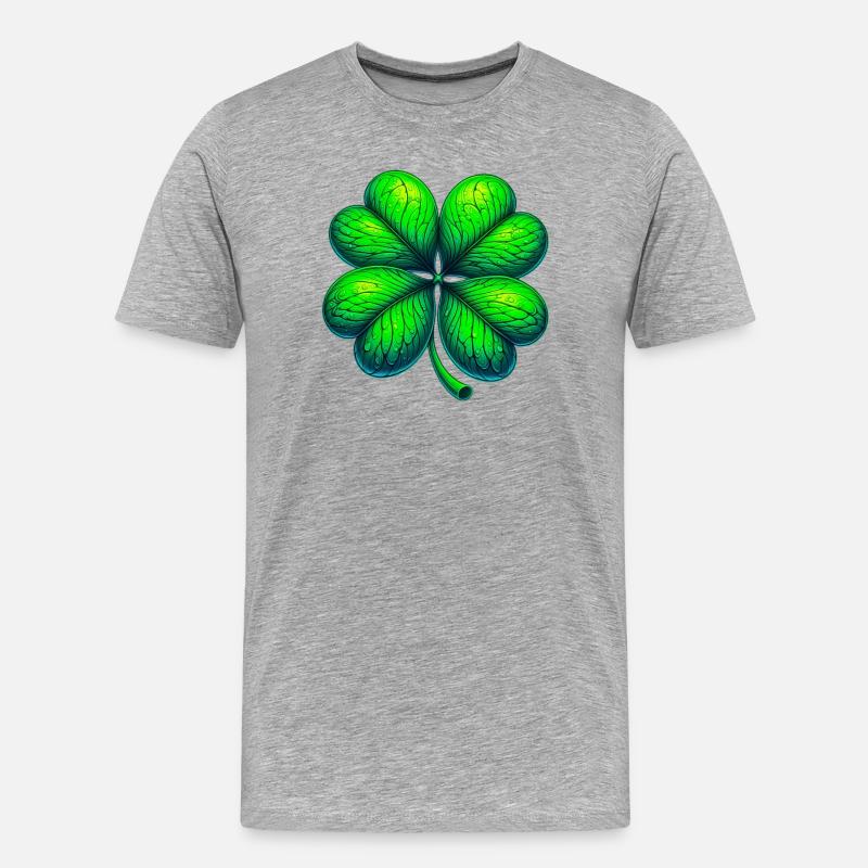 Vierblättriges Kleeblatt - Männer Premium Bio T-Shirt - Grau meliert