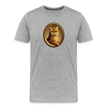 Katzenporträt Kater Carlo - Männer Premium Bio T-Shirt - Grau meliert - Vorne - Damien (186cm)