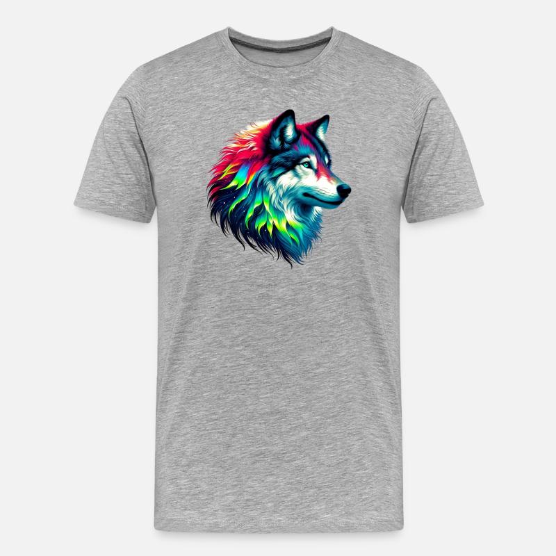 Wolf - Männer Premium Bio T-Shirt - Grau meliert