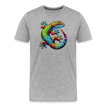 Gecko - T-shirt bio Premium Homme - gris chiné - Devant - Damien (186cm)