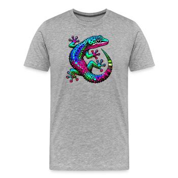 Gecko - Männer Premium Bio T-Shirt - Grau meliert - Vorne - Damien (186cm)