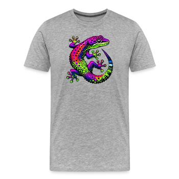 Gecko - T-shirt bio Premium Homme - gris chiné - Devant - Damien (186cm)