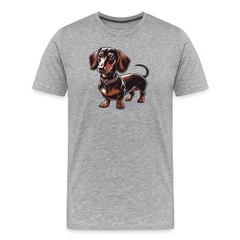 Teckel - T-shirt bio Premium Homme - gris chiné - Devant - Damien (186cm)